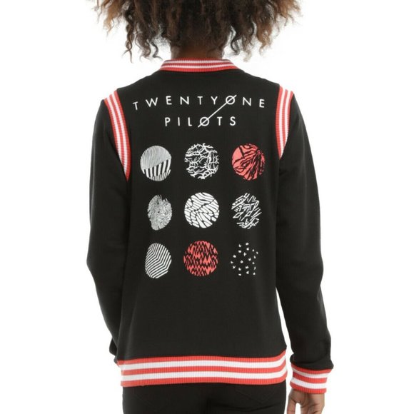 Twenty One Pilots Juniors Blurry Face Logo Varsity Jacket New 2XL - Picture 2 of 7